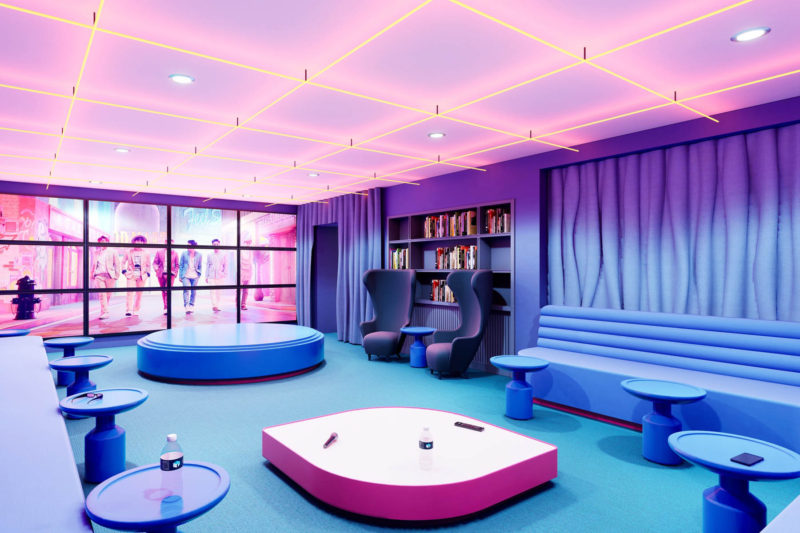 vibrant karaoke room at broadstone archive apartments